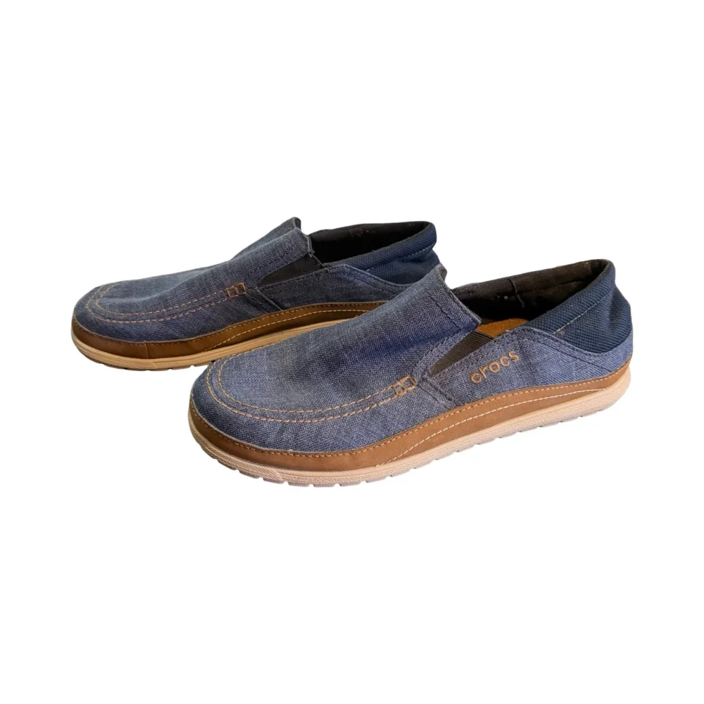 Crocs Santa Cruz Playa Canvas Slip-On Loafers in Denim Blue